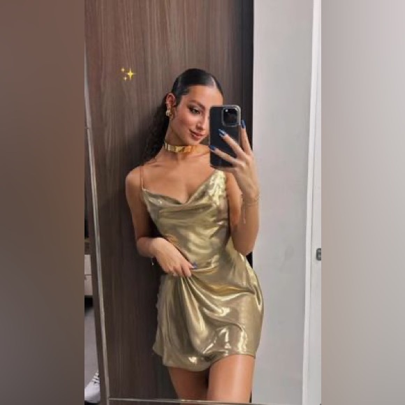 Zara METALLIC RHINESTONE STRAPPY MINI DRESS - Picture 9 of 16